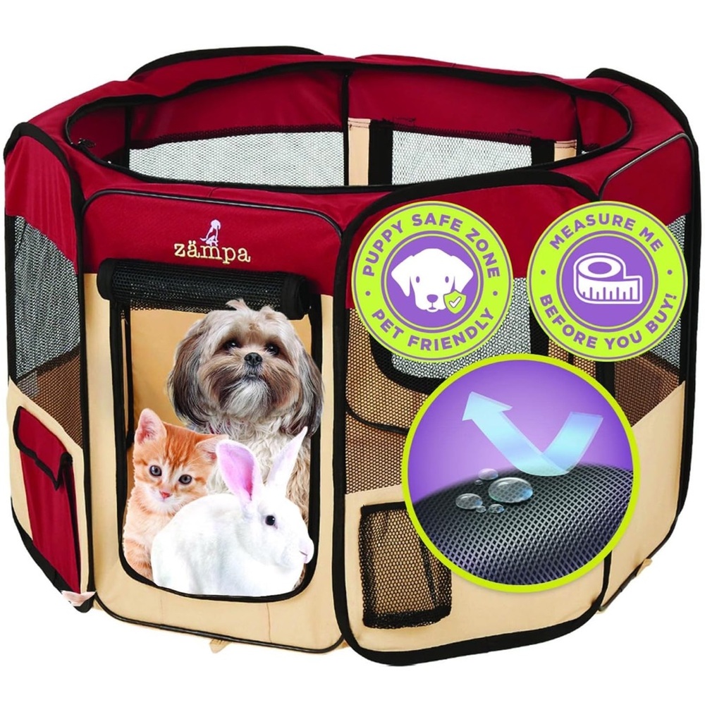 Red and Tan Pet Playpen EUC zampa  size sm